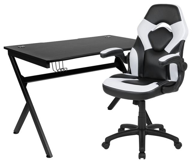 Black Gaming Desk & Chair Set Modern Kitchen And Dining Furniture