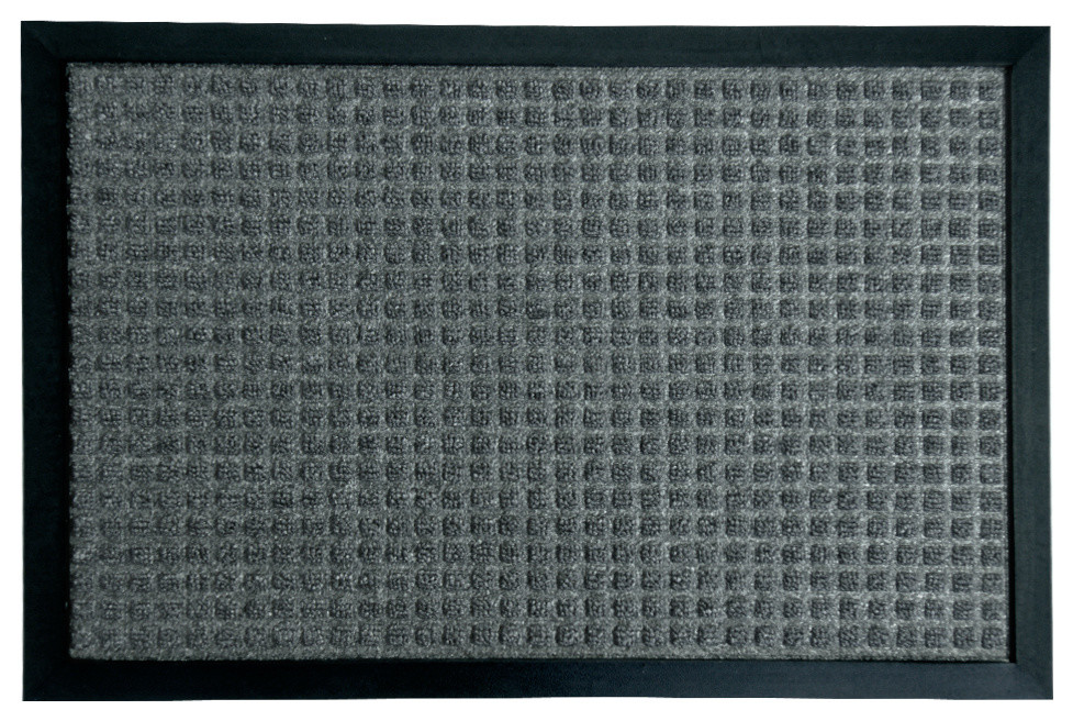 Rubber-Cal "Nottingham" Rubber Backed Carpet Mat - 16 x 24 inches - Charcoal