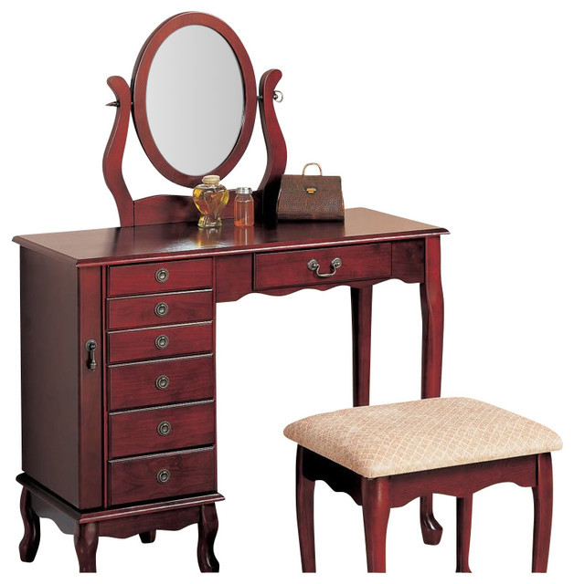 Coaster 2 Piece Vanity Set With Swivel Mirror In Brown Red And Cream