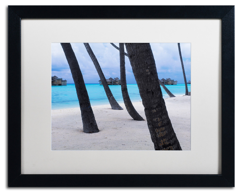 'Beach Palms-Maldives' Matted Framed Canvas Art by David Evans