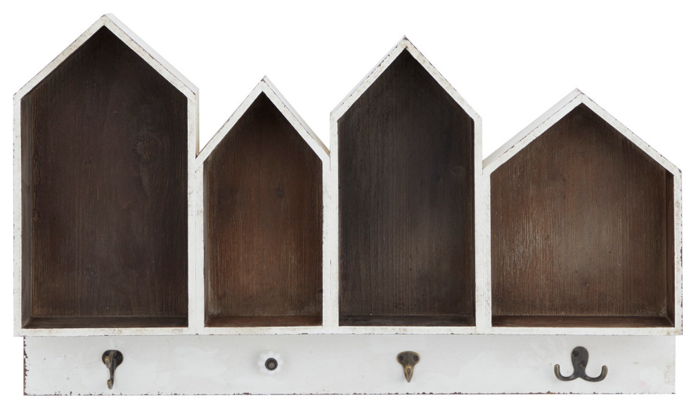 Modern Farmhouse White Wood Wall Shelf 560764 Farmhouse Display And