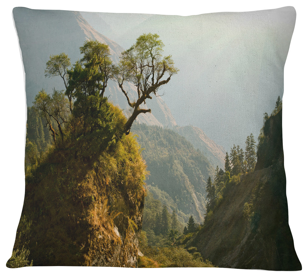 Enchanted Nepal Mountains Landscape Photography Throw Pillow, 16"x16"