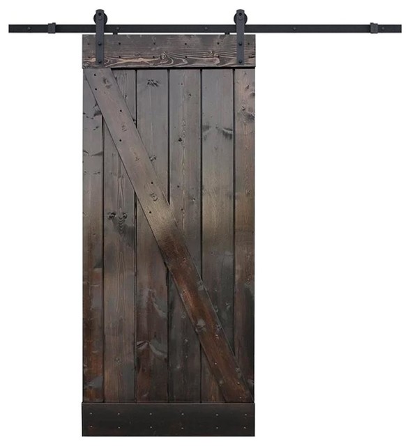 Z Bar Solid Core Knotty Pine Interior Barn Door Slab With Hardware Kit