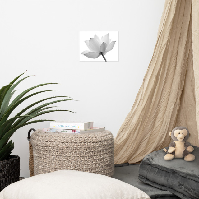 Dramatic Floral Wall Art Lotus Flower Black and White Floral Nature ...