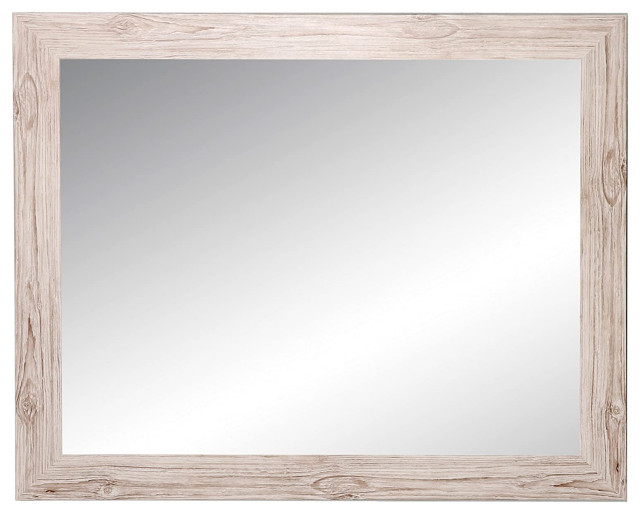 Weathered White Barnwood Framed Vanity, Distressed White Vanity Mirror