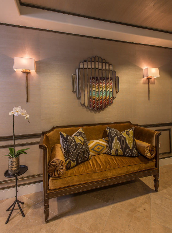 Example of a transitional home design design in Phoenix