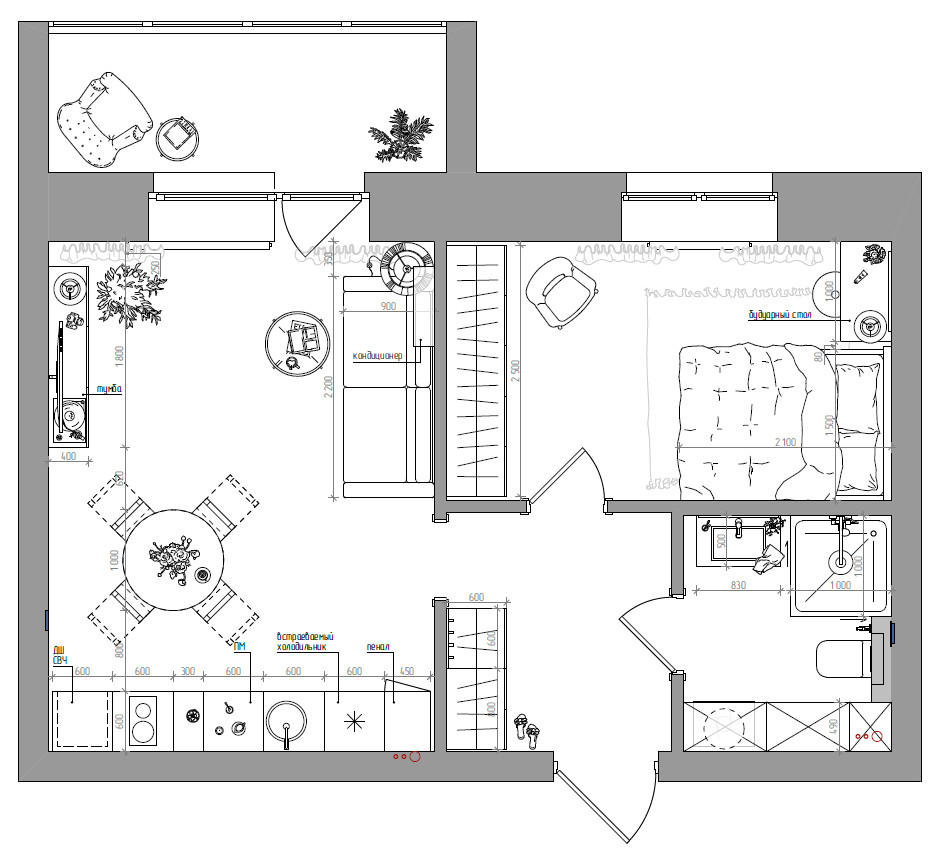 Дизайн-проект квартиры по улице Солнечная поляна в г. Барнауле