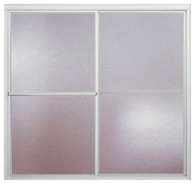 Deluxe 52 7 57 7 X56 2 Sliding Bathtub Door Silver Pebbled Glass