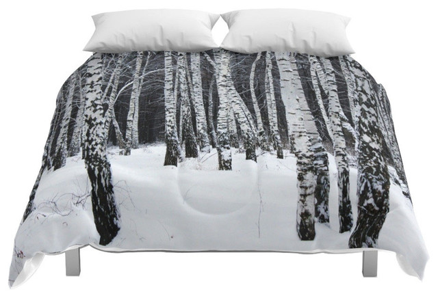 Society6 Birch Trees Comforter Contemporary Comforters And