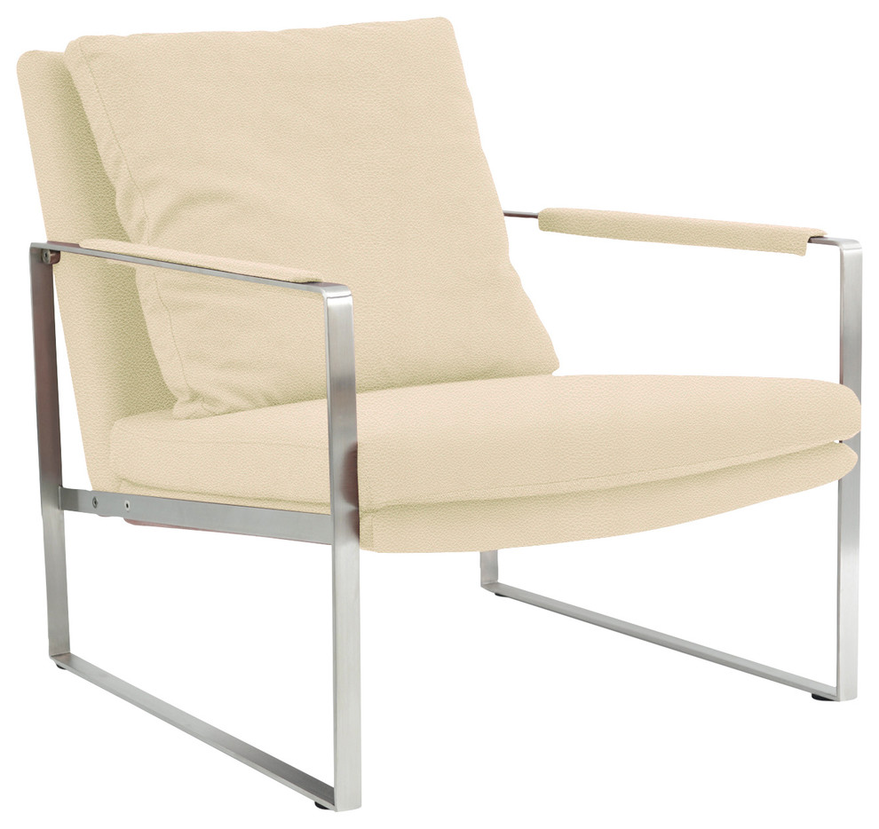 Zara Arm Chair, Stainless Steel Base, Black Italian Ppm Contemporary