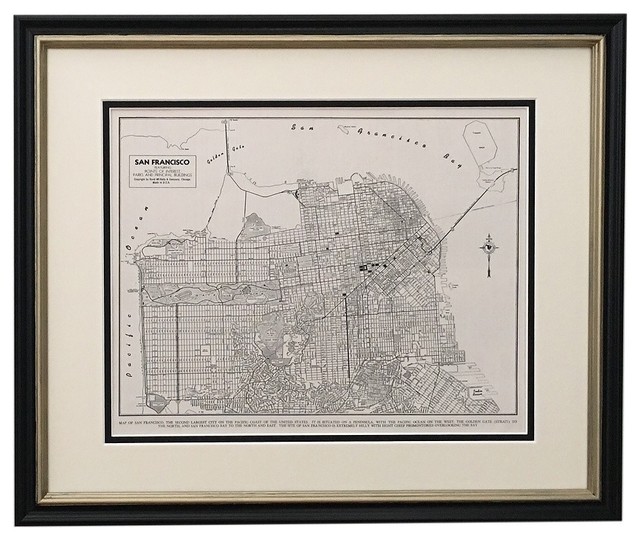 Vintage San Francisco Map, Framed Original San Francisco Map ...