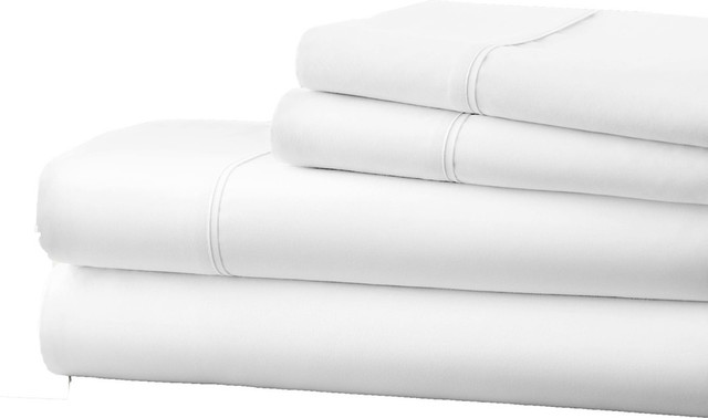 Becky Cameron Luxury 4-Piece Bed Sheet Set, California King, White