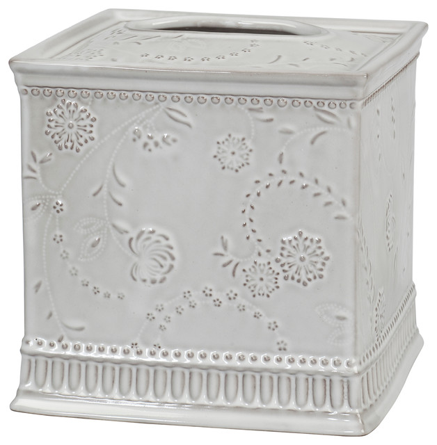 Eyelet Ceramic Tissue Box Cover Traditional Holders Eyelet Ceramic Tissue Box Cover