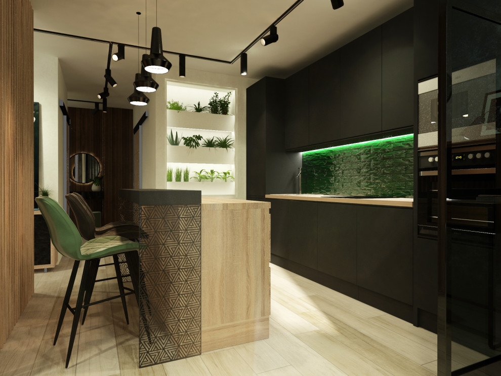 Студия 40 м2 | Зеленые акценты