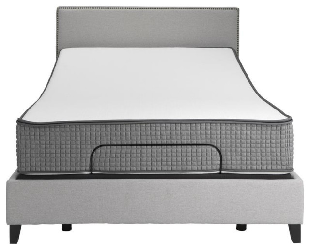 Pemberly Row Flippable King Split Mattress and H Bed Base in White