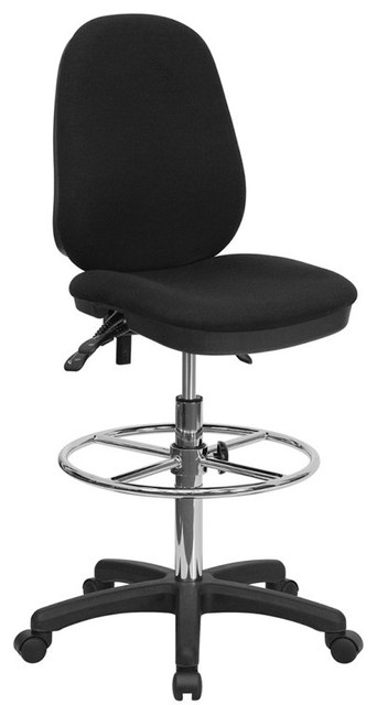 Brielle Black Ergonomic Professional Drafting Chair With Adjustable Foot Ring