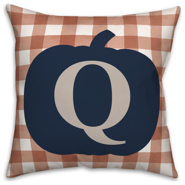 Blue Pumpkin Monogram Q 18x18 Spun Poly Pillow
