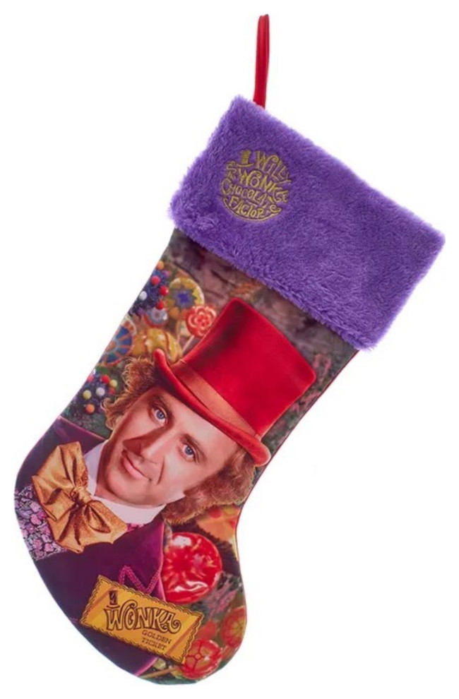 Kurt Adler Polyester Willy Wonka Christmas Stocking with Plush Cuff, 19