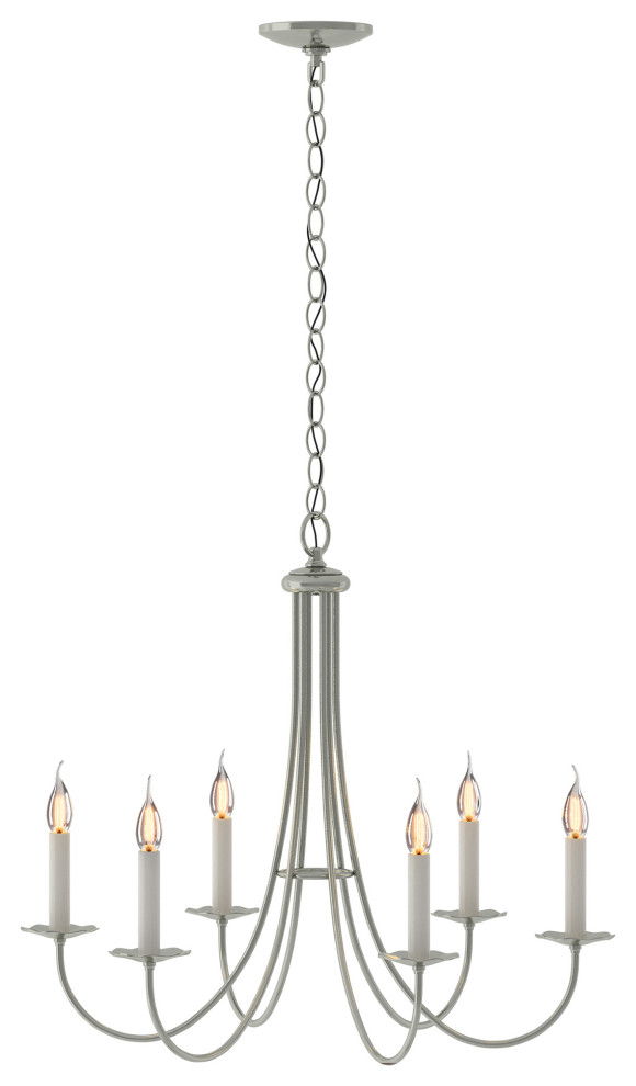 Simple Sweep 6 Arm Chandelier, Sterling Finish