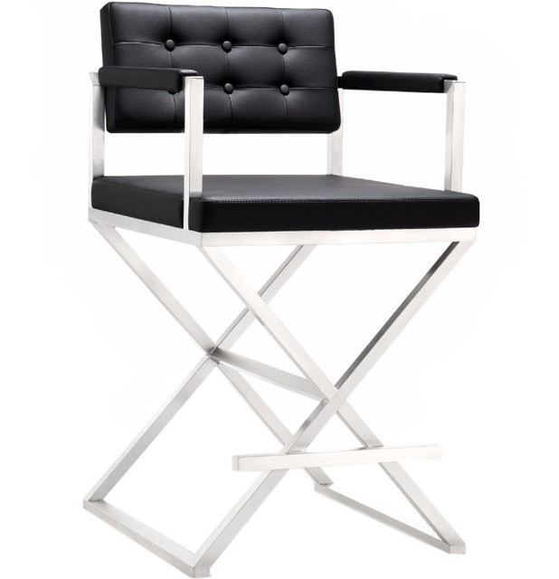 Director Black Stainless Steel Counter Stool Contemporary Bar Director Black Stainless Steel Counter Stool Contemporary Bar Stools And By Tov Furniture