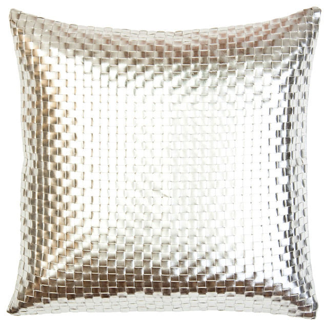 Metallic Basket-Weave Pillow, Rose Gold - Transitional - Decorative Pillows - by SIVAANA