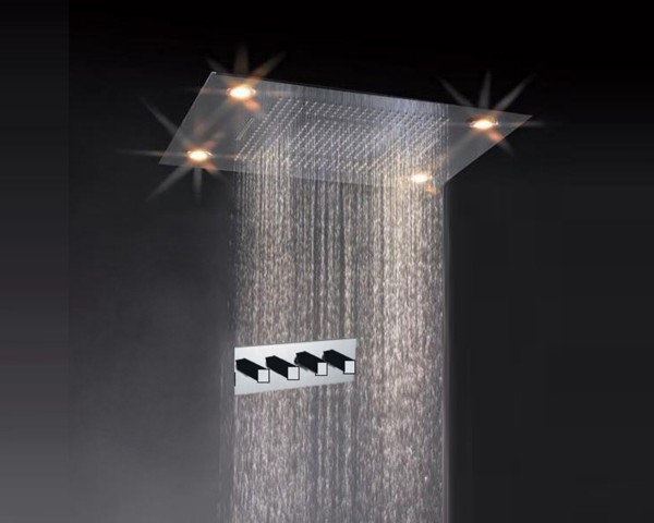 Ceiling Mounted Rainfall LED Shower Faucet Rectangle Shower Head