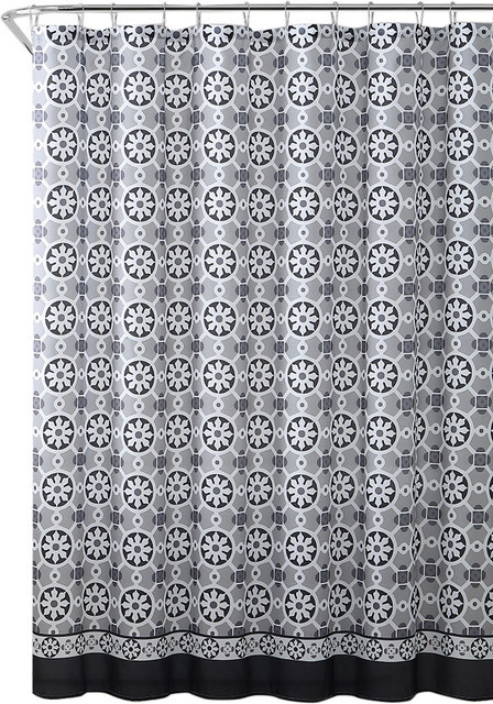 Coronado Embossed Fabric Shower Curtain Circle Geometric Design With Border Coronado Embossed Fabric Shower Curtain Circle Geometric Design With Border