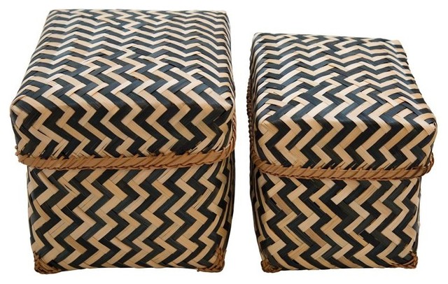 Set of 2 Tanzania Bamboo Storage Baskets
