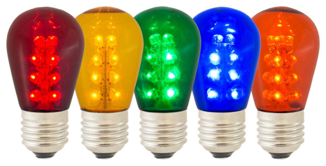 S14 LED Multi Transp Bulb E26 Base 5-Pack