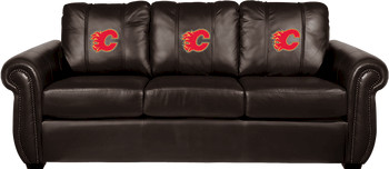 Calgary Flames Red NHL Chesapeake BROWN Leather Sofa