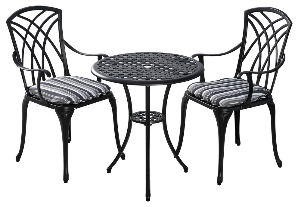 Kinger Home 3Pieces Outdoor Patio Bistro Furniture Set, Black Finished