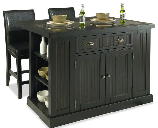 Home Styles Nantucket Island and Two Stools in Distressed ...