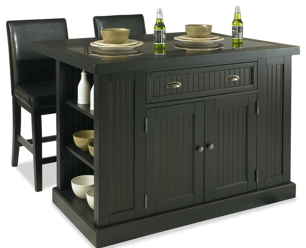 Home Styles Nantucket Island and Two Stools in Distressed ...