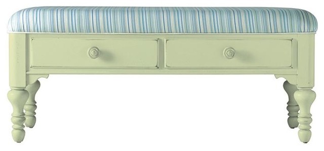 Coastal Living Cottage 49 in. Wooden Bed End Bench (Seaside Sea Glass)