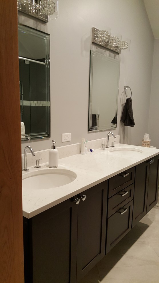 Example of a transitional home design design in Chicago