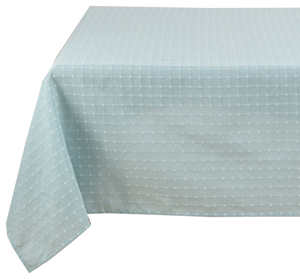 Stylish Stitched Line Tabletop Collection Tablecloth, 70"x70", Aqua