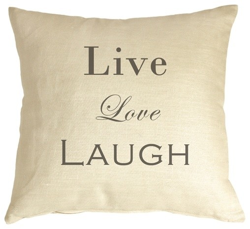 Pillow Decor - Live Love Laugh Linen Cream 20 x 20 Throw Pillow