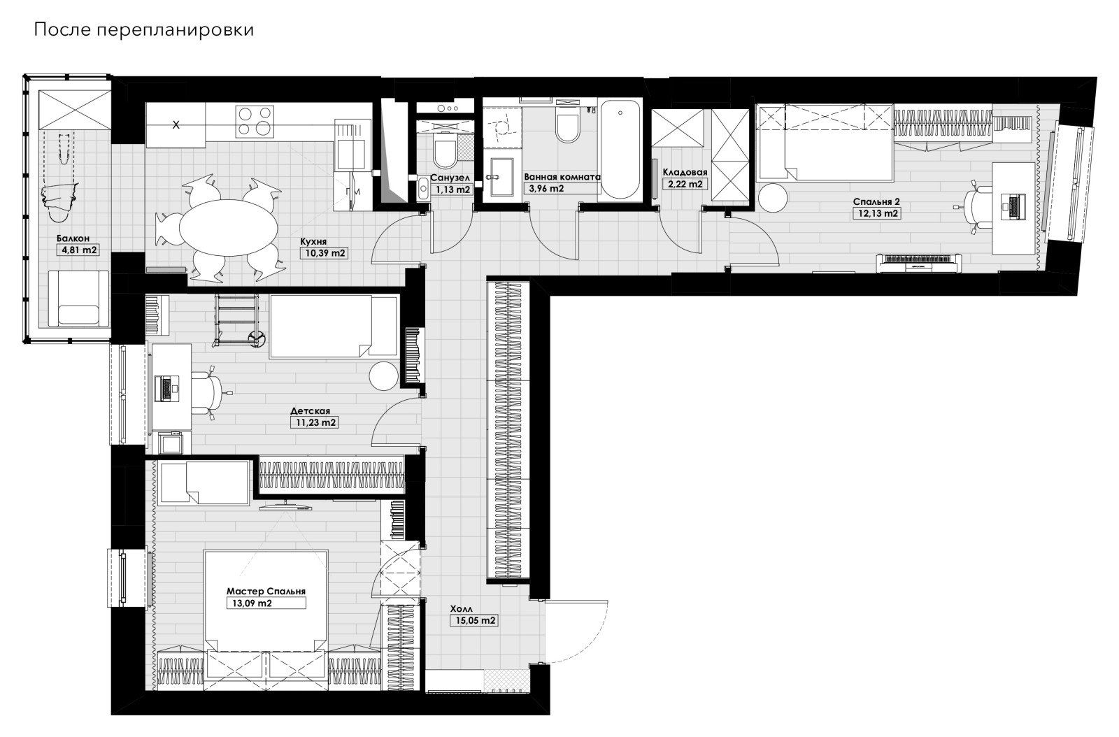 Квартира на Подмосковной. Площадь 74м2