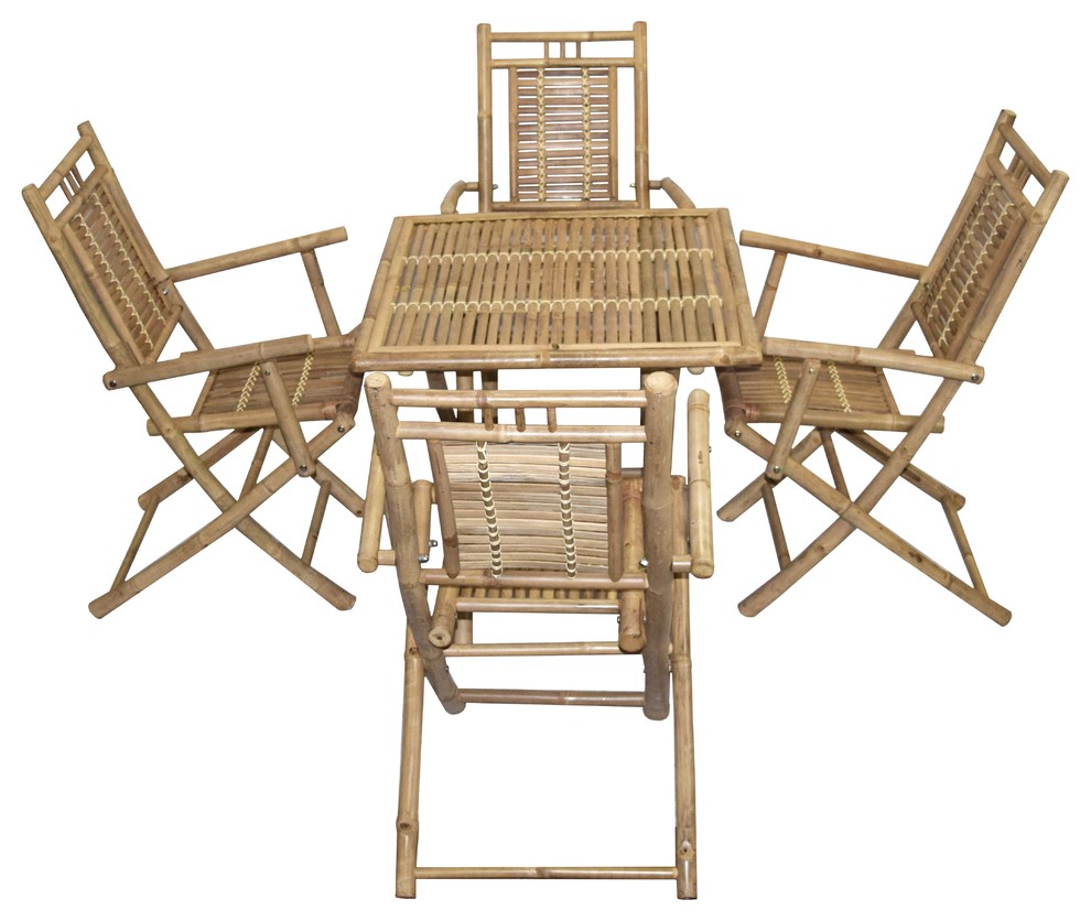 Bamboo Table and Chairs Set - Asian - Outdoor Dining Sets - by bamboo54