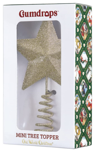 Old World Christmas Mini Glass Blown Star Tree Topper Gold, 6.5 ...
