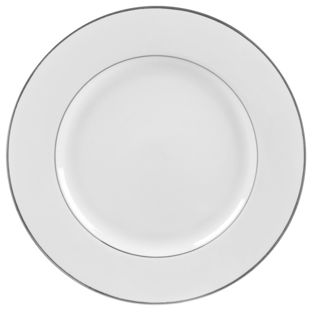 Double Line Luncheon Plates, Set of 6 Contemporary Dinner Plates
