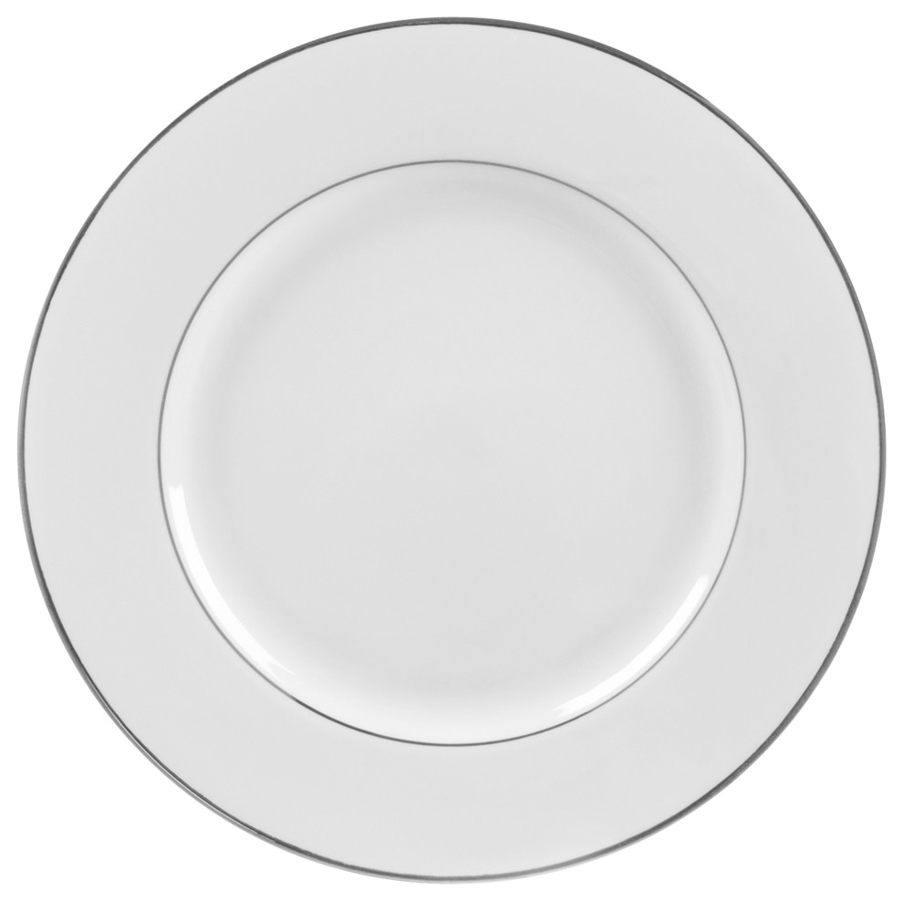 Double Line Luncheon Plates, Set of 6 Contemporary Dinner Plates by 10 Strawberry Street
