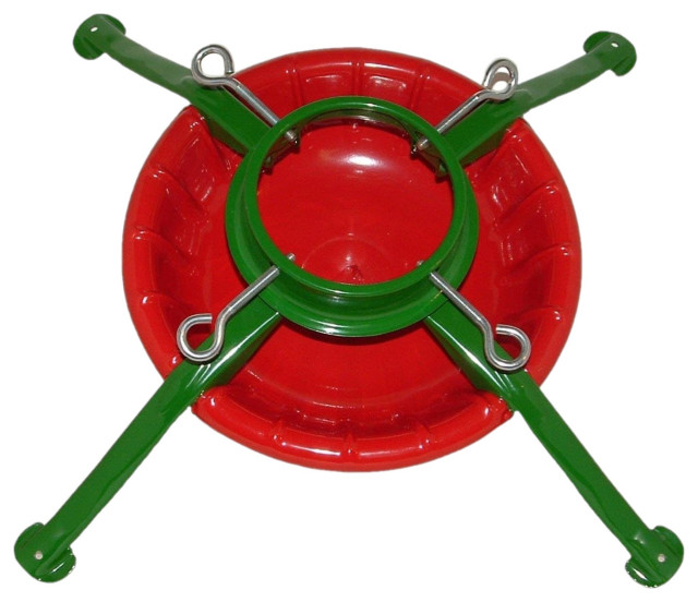 Jack Post Steel 4 Legged Christmas Tree Stand, Red and Green, 27" Base