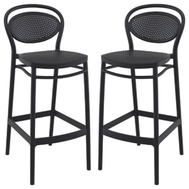 Home Square Indoor Outdoor Bar Stool in Dark Gray Set of 2