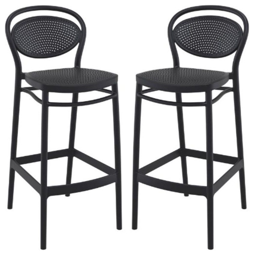 Home Square Indoor Outdoor Bar Stool in Dark Gray Set of 2