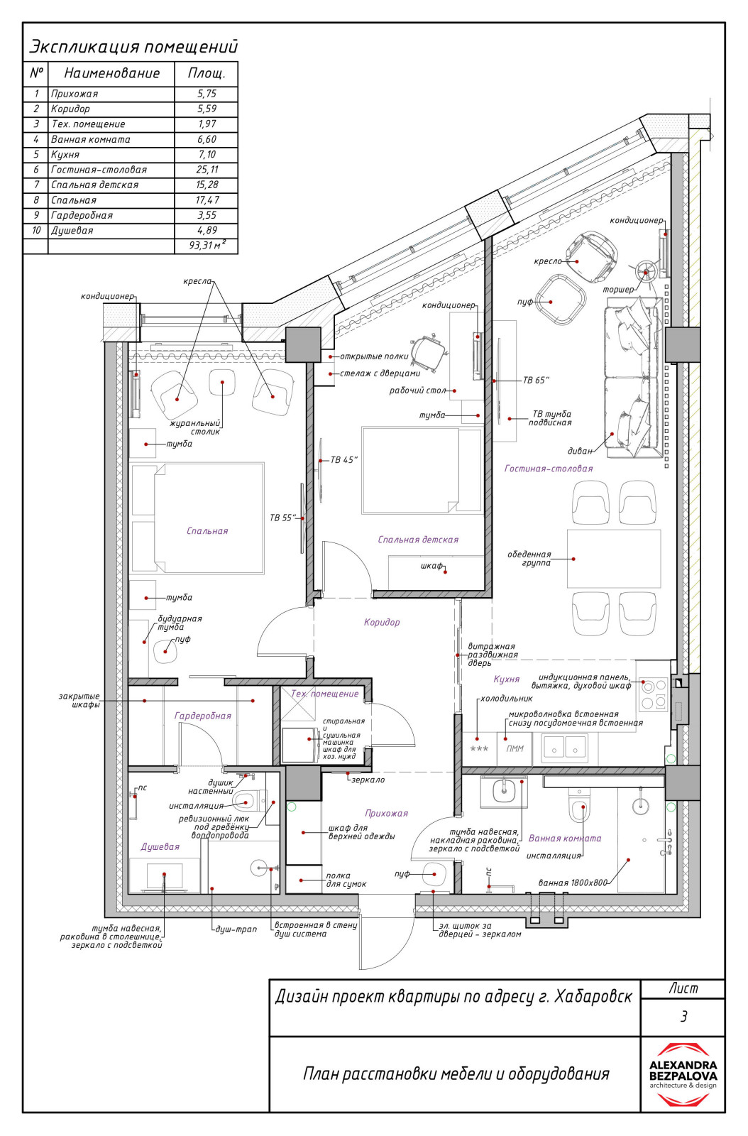 Дизайн проект квартиры на ул. Комсомольская г. Хабаровск