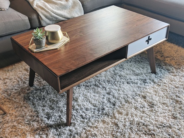 Coffee Table Plus - A solid walnut modern coffee table scandinavian-living-room