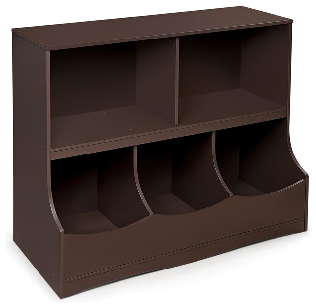 Multi Bin Storage Cubby Espresso, Bin Storage Bookcase