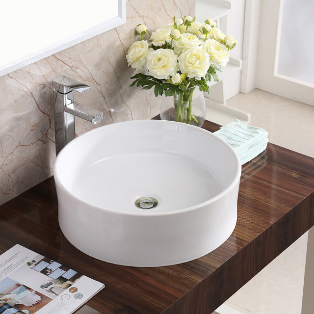 Karran VC-420-WH Valera 18" Vitreous China Vessel Bathroom Sink, White