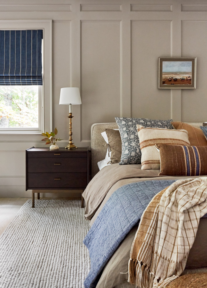 Example of a beach style bedroom design in New York